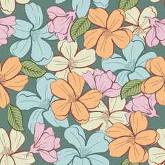 Floral Jasmine flower pattern, vintage color