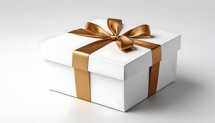 Elegant White Gift Box with Gold Ribbon