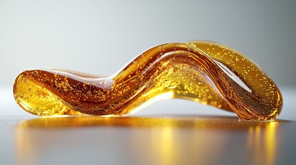 Obraz premium Amber liquid flowing, studio shot, reflective surface, abstract art