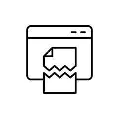 Corrupted file outline icons, minimalist vector illustration ,simple transparent graphic element .Isolated on white background