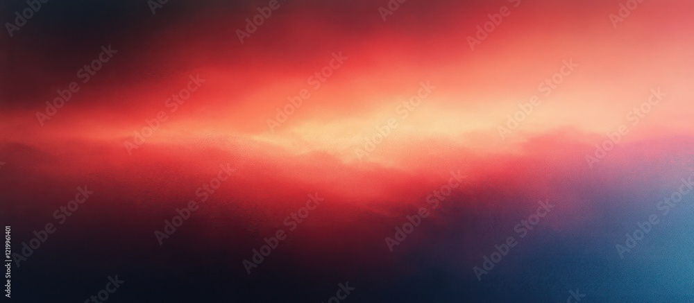 Poster warm red and soft blue gradient background with impressionistic style and soft focus lighting for se