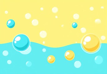 Floating Bubbles: A Cheerful, Yellow and Blue Abstract Scene
