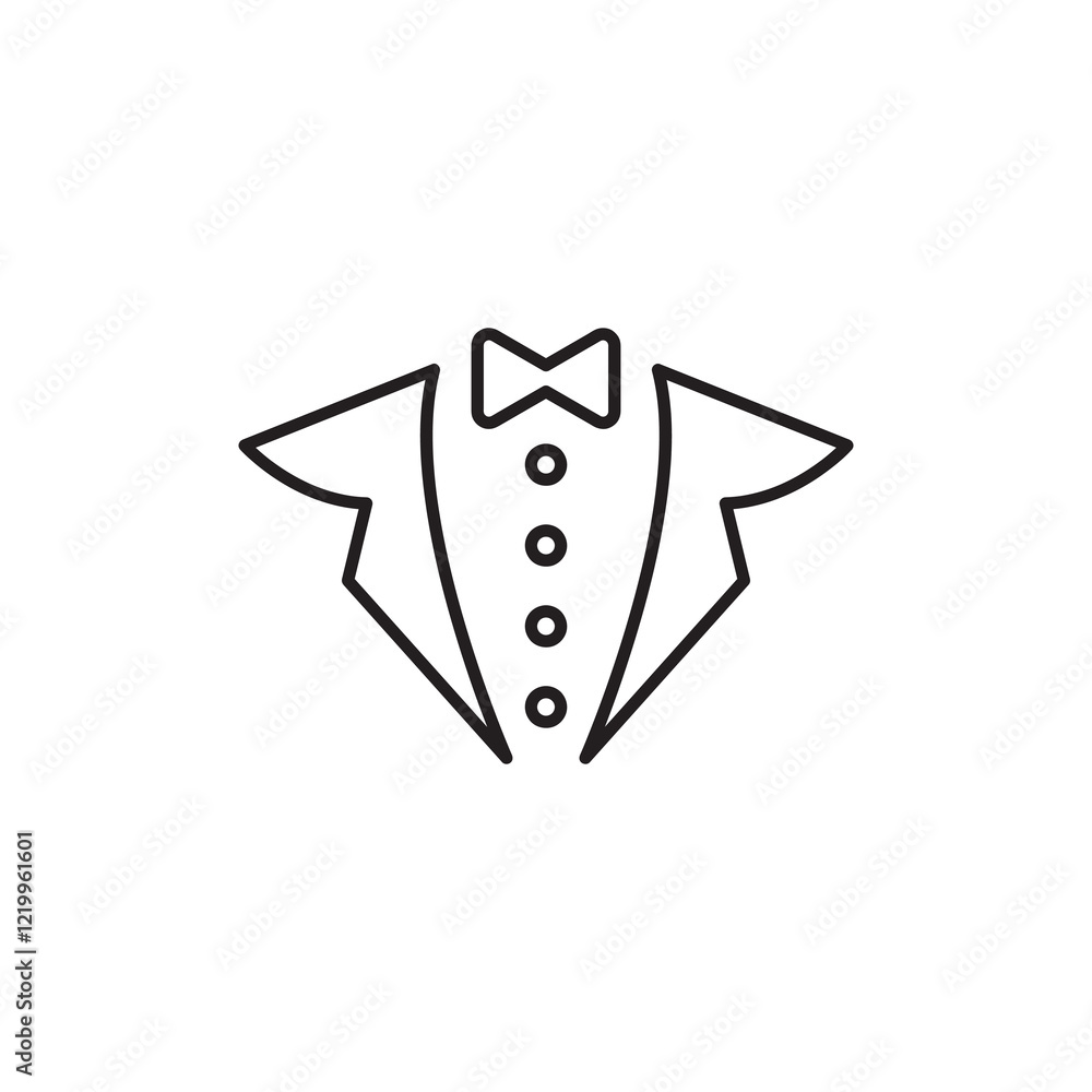Poster tuxedo, bow tie, icon vector flat black simple linear illustration for web and app..eps