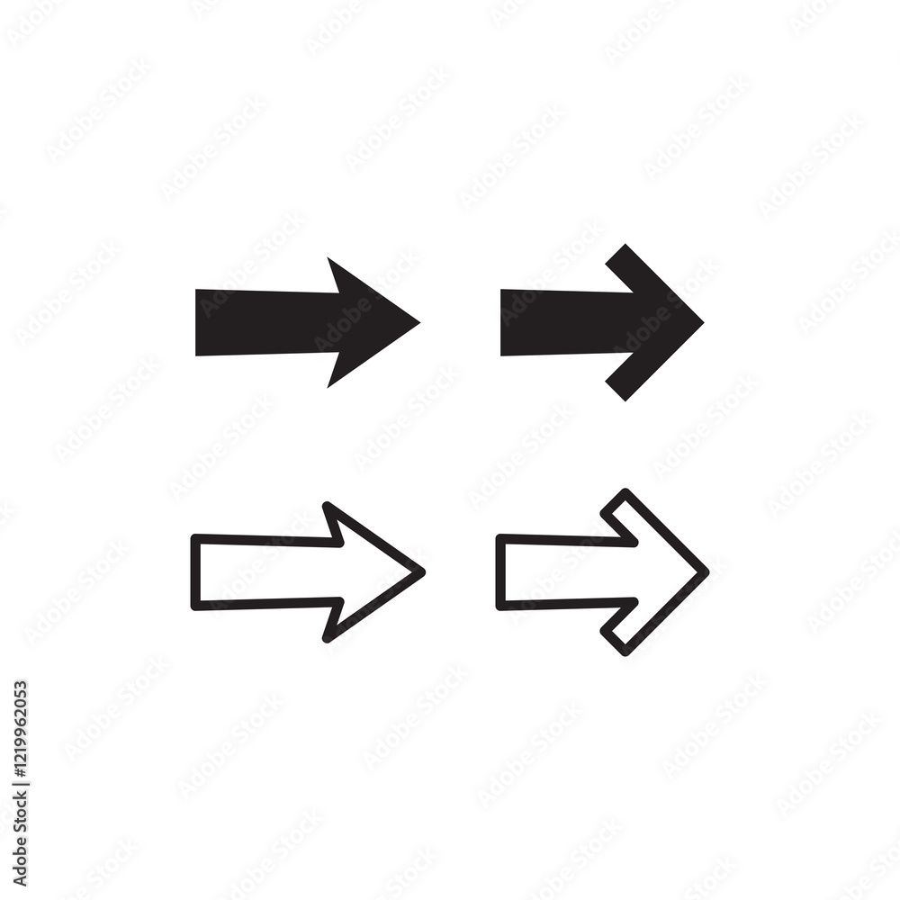 Poster arrow icon set. vector flat black simple illustration for weba and app..eps