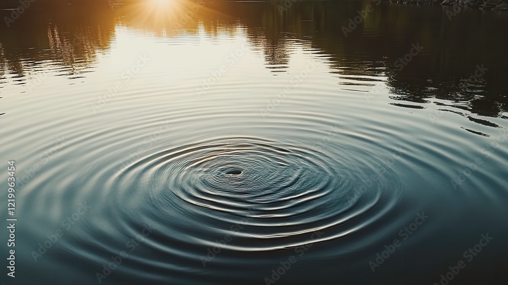 Poster serene lake with soft ripple patterns in light