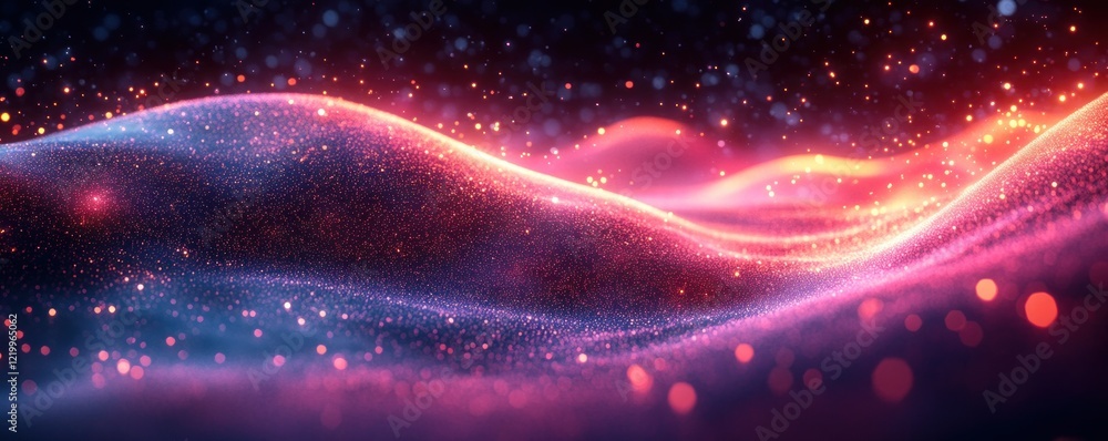 Poster futuristic neon data visualization for ai, tech processes, digital communication, neural networks, c