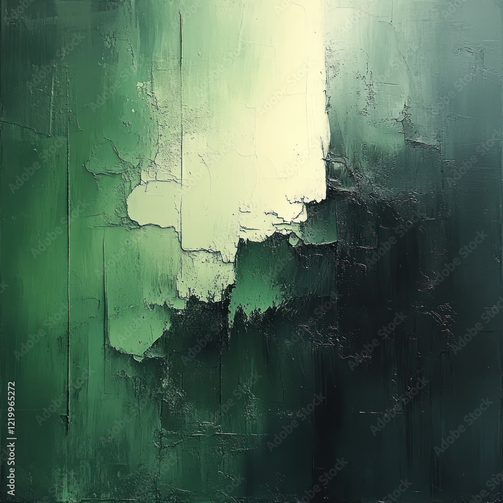 Poster monochrome abstract expressionism with dynamic brush strokes in green and gray grunge style backgrou