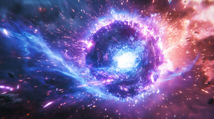 Obraz premium Cosmic Energy Explosion Vibrant Nebula In Space