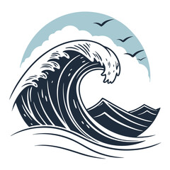 Wave silhouette vector illustration.