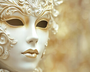 Elegant Venetian Mask with Intricate Gold Details - Perfect for Cultural Events and Artistic Inspirations