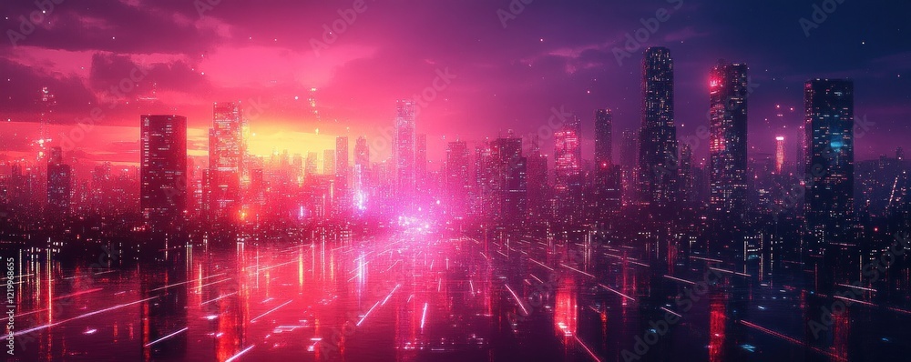 Poster futuristic digital background for tech ai data graphics cyber space abstract neon colors high contra