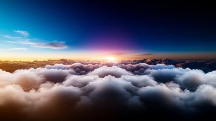 Obraz premium Aerial sunrise above cloudscape
