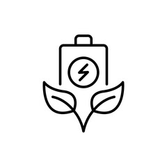 Eco battery outline icons, minimalist vector illustration ,simple transparent graphic element .Isolated on white background