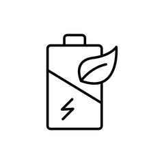 Eco battery outline icons, minimalist vector illustration ,simple transparent graphic element .Isolated on white background