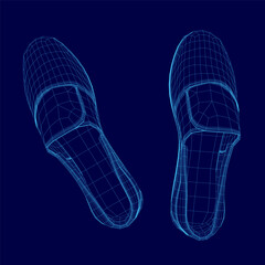 Pair of shoes are shown in a blue color. The shoes are designed in a way that they look like they are made of a 3D material. The shoes are placed in a way that they are almost touching each other