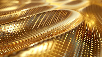 A close-up of a textured golden surface with flowing lines and patterns.