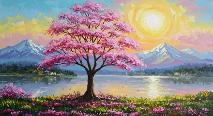 Painting Style - Full sun with Blossoming Tree