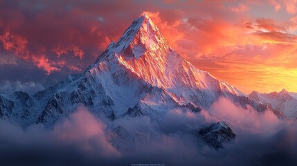 Majestic Mountain Peak at Sunset