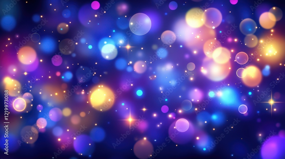 Poster a colorful background with many small circles and stars