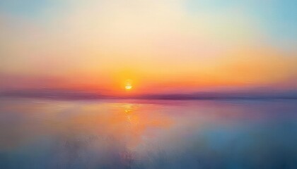 Obraz premium Soft Dreamy Landscape Painting Blurred Sunset Pastel Colors Impressionist Style