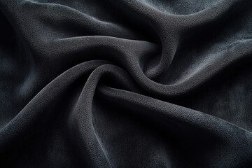 Fototapeta premium Dark gray fabric draped and folded on surface