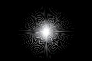 Abstract white burst on black background. Ideal for energy, speed, or light concepts.