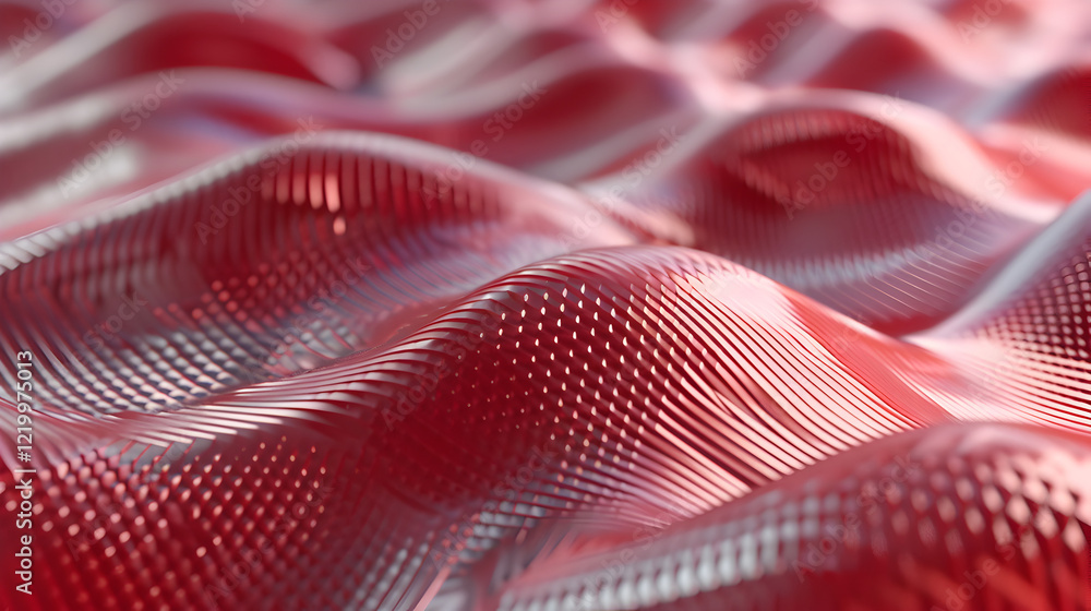 Poster Abstract red surface with wave-like patterns and textured details.