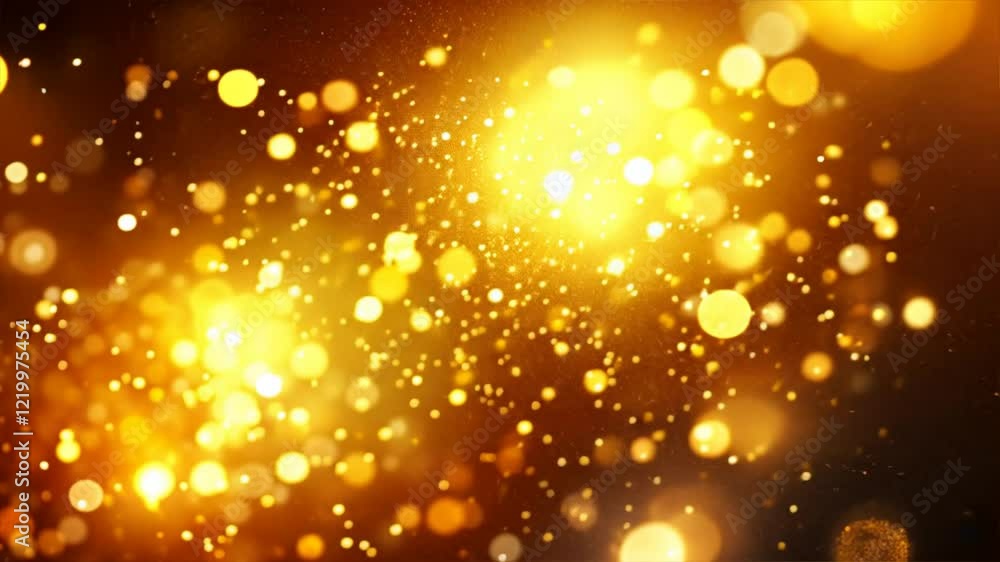 Poster golden bokeh lights warm and shimmering background for festive celebrations, creating magical textur