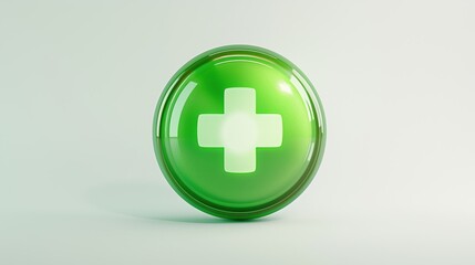 Obraz premium 3D icon of a cross mark in a green circle on a white background. Minimalistic style with front view and high resolution. Perfect for web design, app interfaces, and graphic projects. 