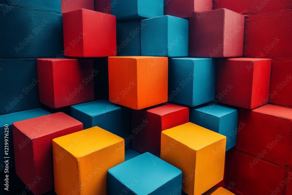 Poster cubic symmetry: a geometric array of stacked cubes unveiled in this mesmerizing visual exploration o