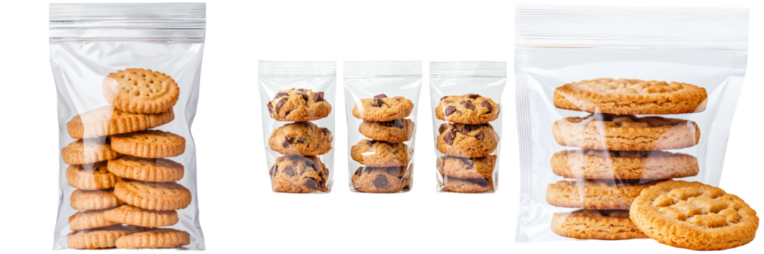 Assorted Cookies in Transparent Packaging for Snack Display