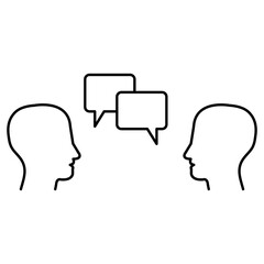 Head, people, listen and speak icon. vector flat black linear illustration for web and app..eps