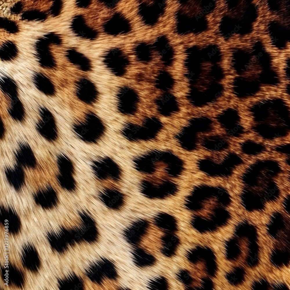 Poster leopard fur texture: close-up of rosettes and background coloration