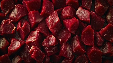 Diced beef, close-up, kitchen, prep, cooking