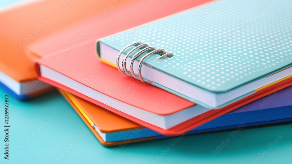 Poster colorful designer notebooks with subtle patterns