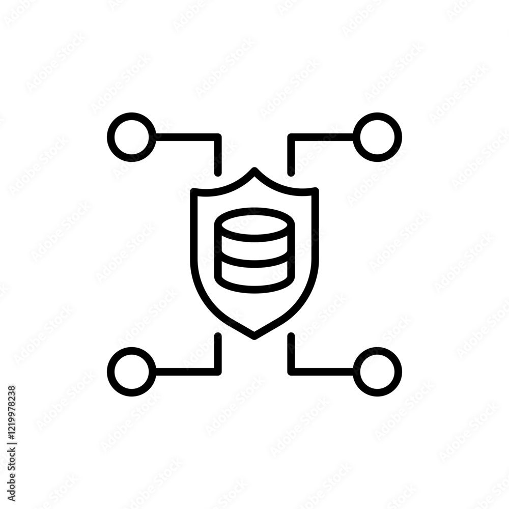Aufkleber database security outline icons, minimalist vector illustration ,simple transparent graphic element 