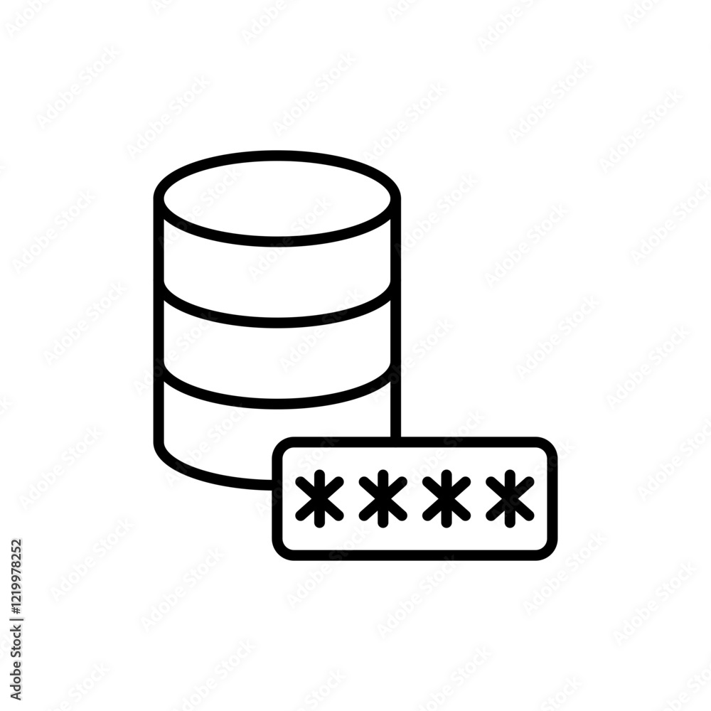 Poster database password outline icons, minimalist vector illustration ,simple transparent graphic element 