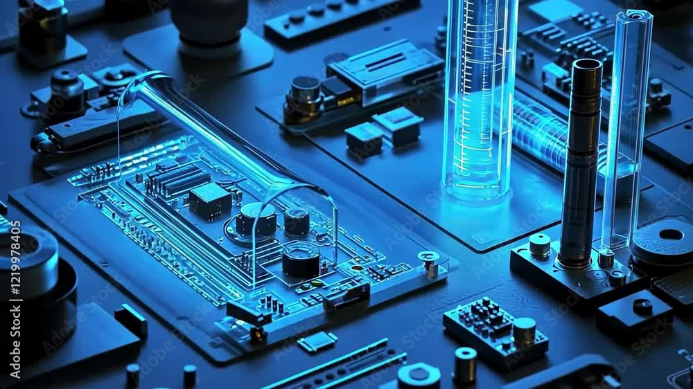 Aufkleber exploring the intricate world of futuristic circuits and glowing technology in a captivating digital