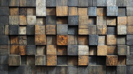 Textured design formed by alternating wooden blocks background