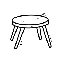 Hand Drawn Coffee Table Illustration. Doodle Vector. Isolated on White Background - EPS 10 Vector