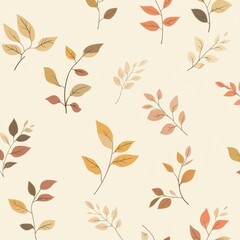 Fototapeta premium Elegant Autumn Foliage Botanical Pattern Decorative Background