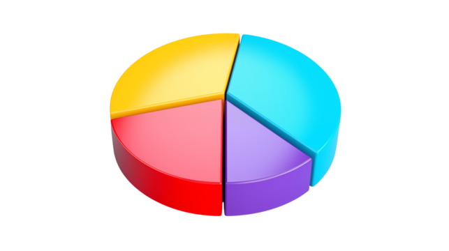 Colorful 3D Pie Chart on a transparent  background - Powered by Adobe