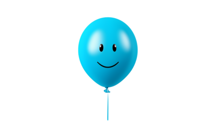 Joyful Blue Balloon with Smiley Face on a transparent  background