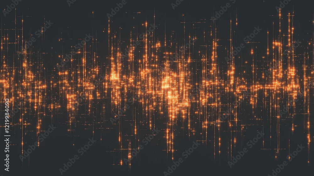 Poster abstract digital data stream visualization orange glow
