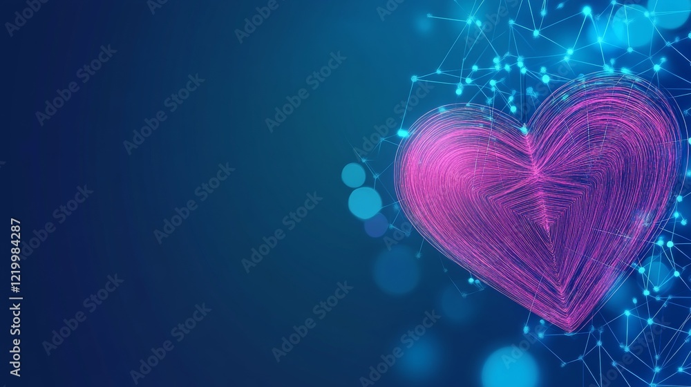 Poster abstract digital heart network connection design