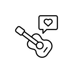 Love music outline icons, minimalist vector illustration ,simple transparent graphic element .Isolated on white background
