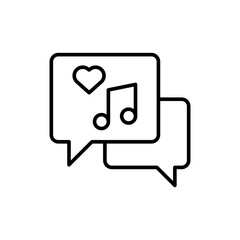 Love music outline icons, minimalist vector illustration ,simple transparent graphic element .Isolated on white background