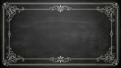 Elegant Blank Certificate Menu on Blackboard Background with Retro Border for Vintage Events and Celebrations