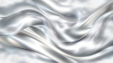 Silver fabric waves, textured background, digital design, website banner
