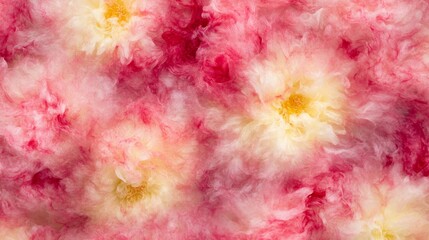Fototapeta premium Abstract Floral Dream Pink and Yellow Blooms in a Whimsical Haze